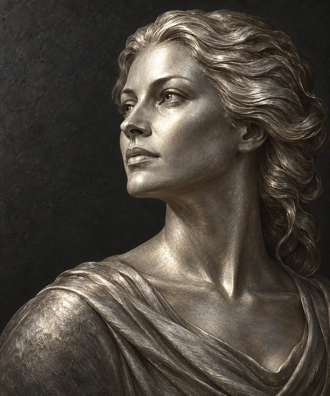 Illustrative silver relief of the composed female figure that symbolises Silver Lady Holdings